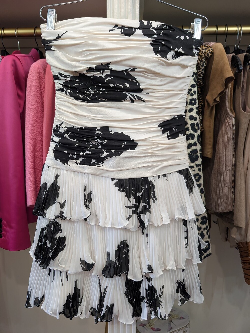 White House Black Market Silk Floral Strapless Dress 2